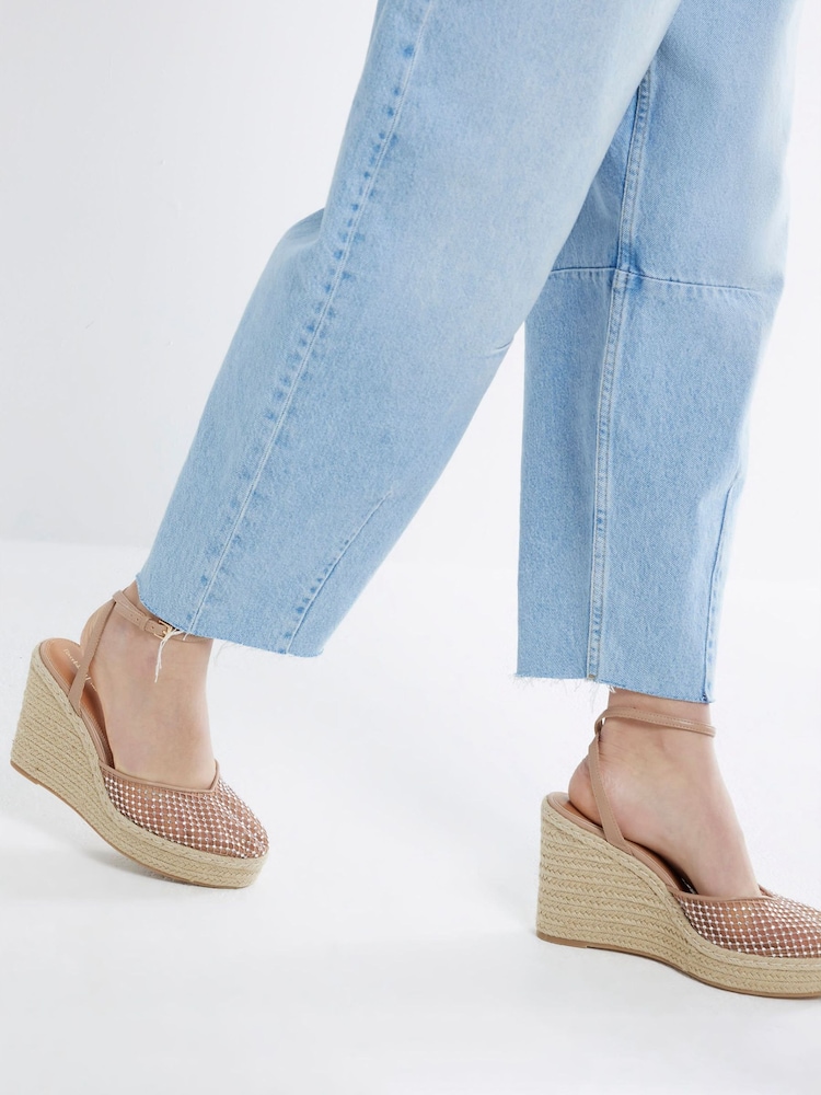River Island Pink Closed Toe Embellished Wedge Sandals - Image 1 of 6