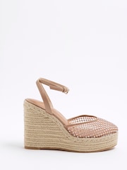 River Island Pink Closed Toe Embellished Wedge Sandals - Image 2 of 6