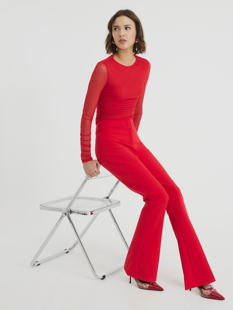 River Island Red Skinny Tailored Bootcut Trousers - Image 1 of 6