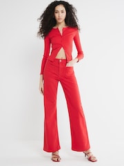 River Island Red Pocket Front Wide Leg Jeans - Image 1 of 6