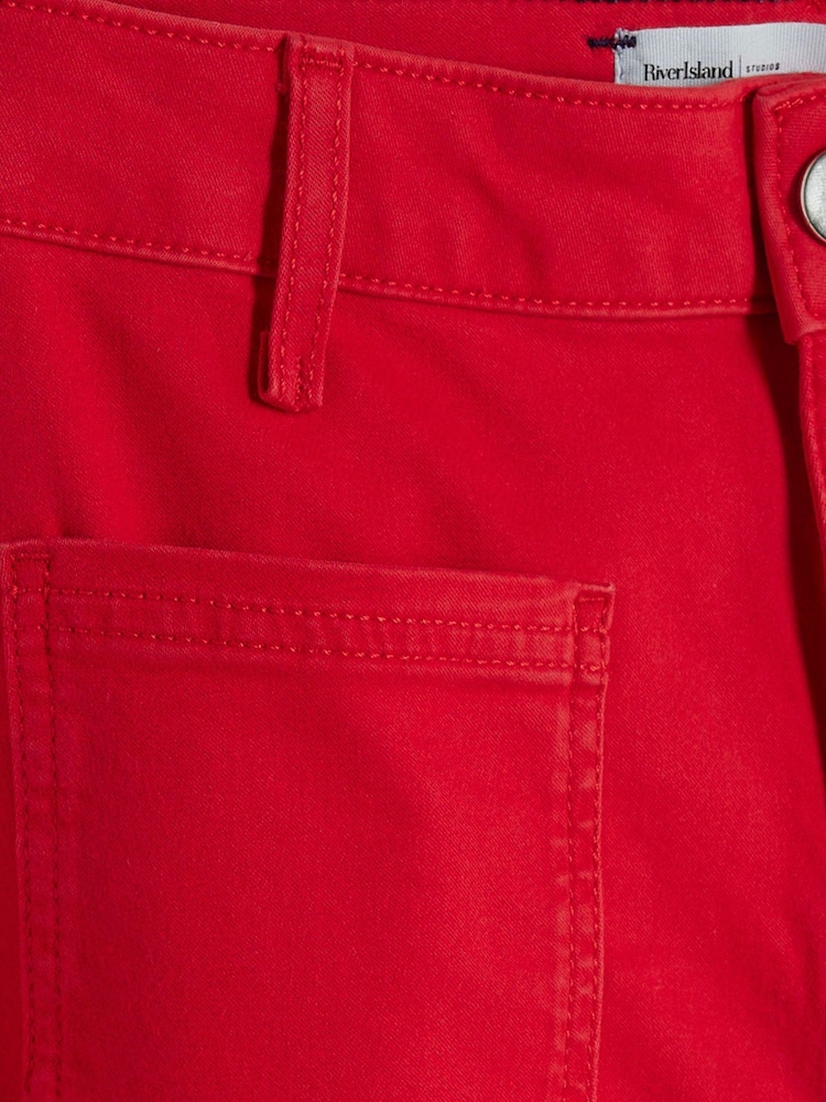 River Island Red Pocket Front Wide Leg Jeans - Image 6 of 6