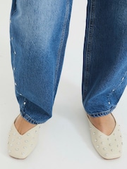 River Island Cream Asymetric Studded Mules - Image 1 of 6