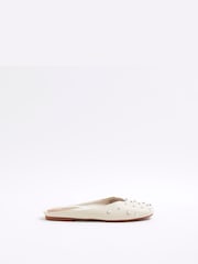 River Island Cream Asymetric Studded Mules - Image 2 of 6