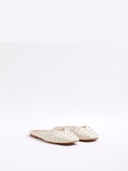 River Island Cream Asymetric Studded Mules - Image 3 of 6