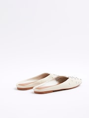 River Island Cream Asymetric Studded Mules - Image 4 of 6