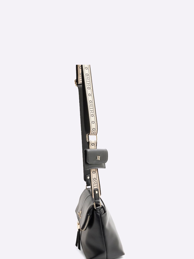 River Island Black Suedette Zippy Messenger Bag - Image 5 of 6