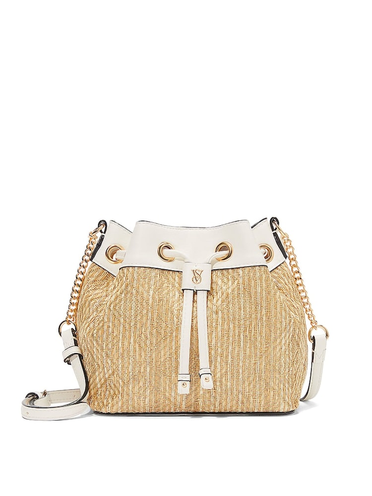 Victoria's Secret Brown Straw Mini Bucket Bag - Image 1 of 3