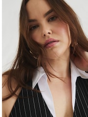 River Island Black Pinstripe Collar Top - Image 6 of 6