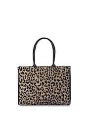 BLK/BROWN - Carvela Cream Sorrento Chuck In 100% Cotton Tote Bag - Imagen 1 de 4