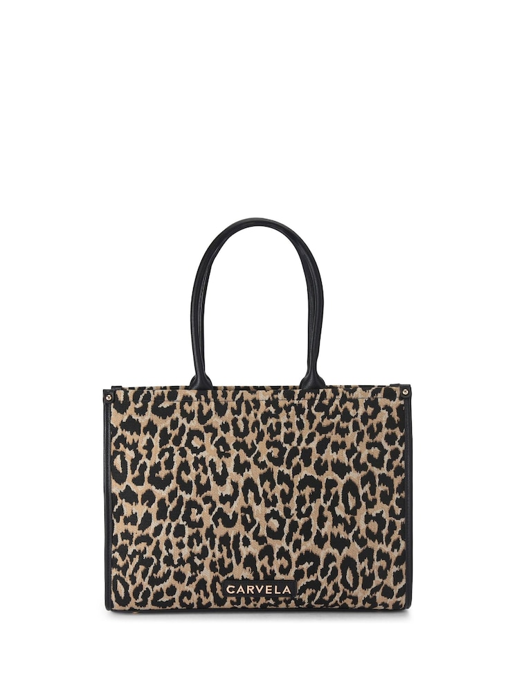 BLK/BROWN - Carvela Cream Sorrento Chuck In 100% Cotton Tote Bag - Imagen 1 de 4
