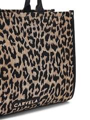 BLK/BROWN - Carvela Cream Sorrento Chuck In 100% Cotton Tote Bag - Imagen 3 de 4