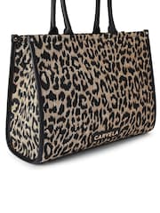 BLK/BROWN - Carvela Cream Sorrento Chuck In 100% Cotton Tote Bag - Imagen 4 de 4