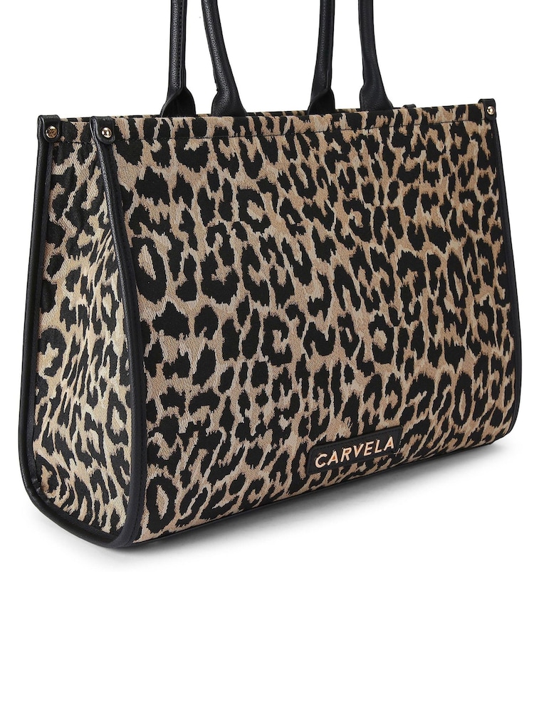 BLK/BROWN - Carvela Cream Sorrento Chuck In 100% Cotton Tote Bag - Imagen 4 de 4
