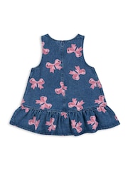Konges Sløjd Blue Magot Bow Print Short Sleeve Denim Dress - Image 2 of 3