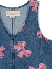 Konges Sløjd Blue Magot Bow Print Short Sleeve Denim Dress - Image 3 of 3