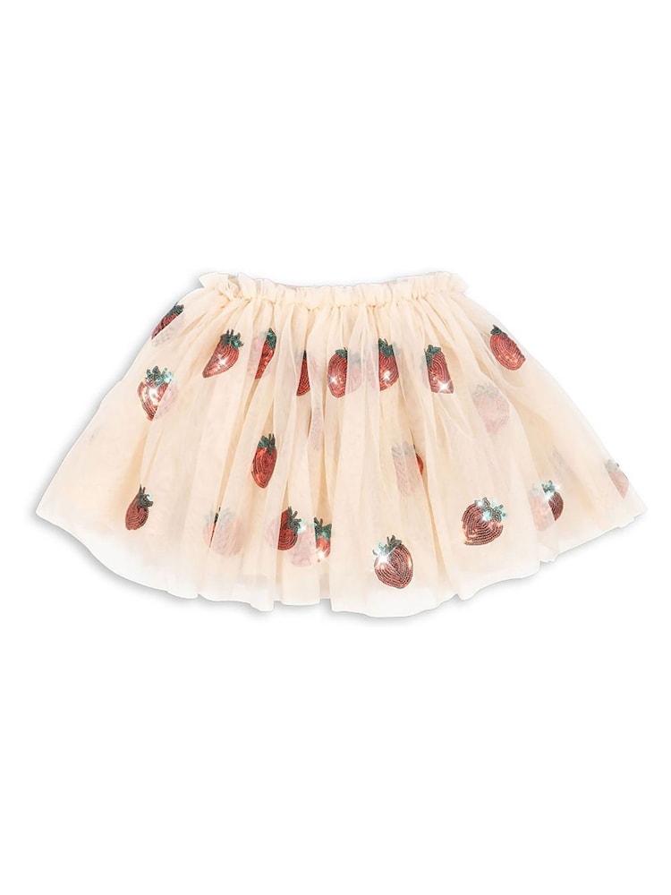 Konges Sløjd Yvonne Tulle Mesh Strawberry Embroidered Skirt - Imagen 1 de 3