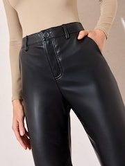 Friends Like These Black Petite Faux Leather Straigh Leg Trousers - Image 4 of 5