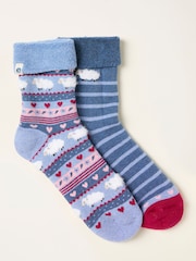 FatFace Blue 2 Pairs of Sheep Welly Socks - Image 1 of 2