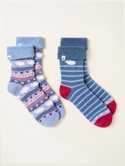 FatFace Blue 2 Pairs of Sheep Welly Socks - Image 2 of 2