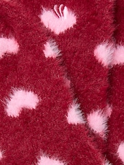 FatFace Burgundy Fluffy Heart Socks - Image 2 of 2