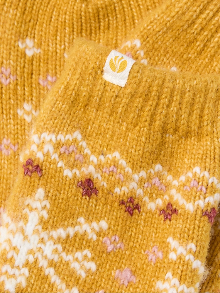 FatFace Mustard Yellow Fairisle Super Soft Socks - Image 2 of 2 FatFace Mustard Yellow Fairisle Super Soft Socks - Image 2 of 2