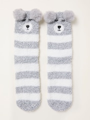 FatFace Grey Fluffy Bear Socks - Image 1 of 2