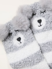 FatFace Grey Fluffy Bear Socks - Image 2 of 2