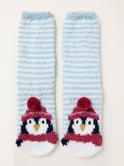 FatFace Blue Fluffy Penguin Socks - Image 1 of 2