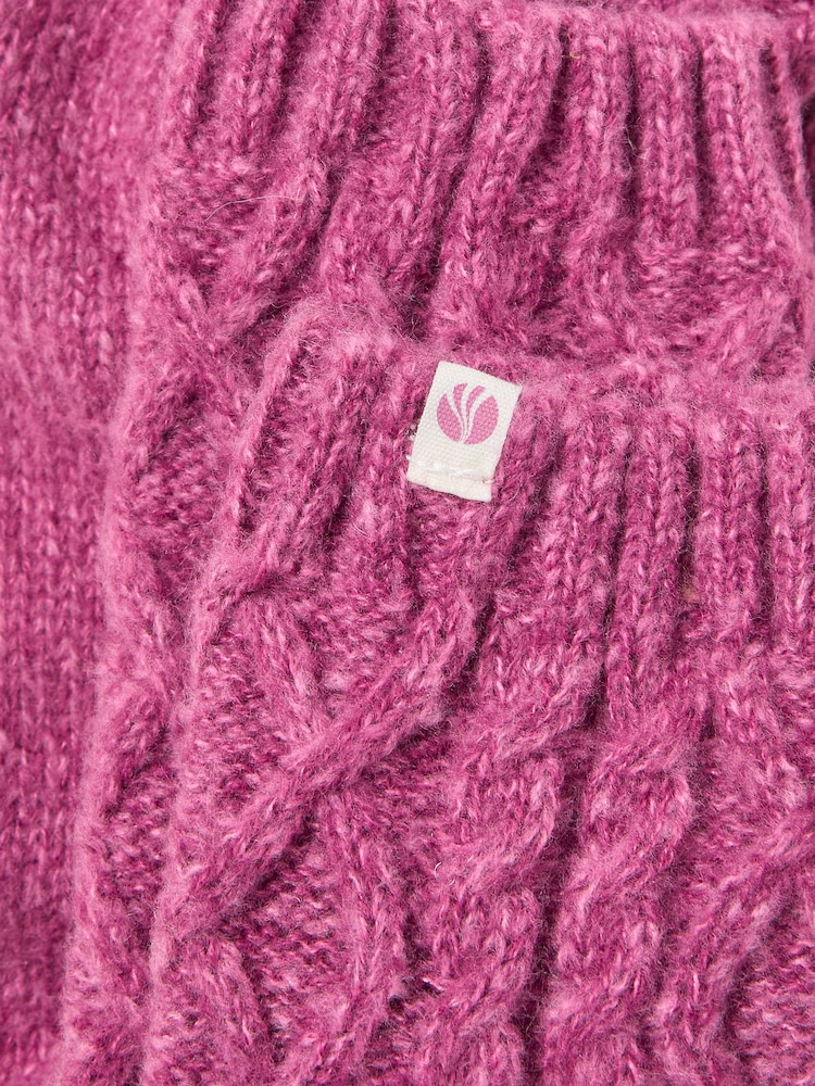 FatFace Purple Cable Lounge Socks - Image 2 of 2 FatFace Purple Cable Lounge Socks - Image 2 of 2