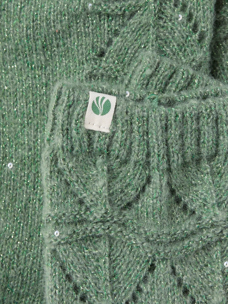 FatFace Green Pointelle Sparkle Lounge Socks - Image 2 of 2 FatFace Green Pointelle Sparkle Lounge Socks - Image 2 of 2