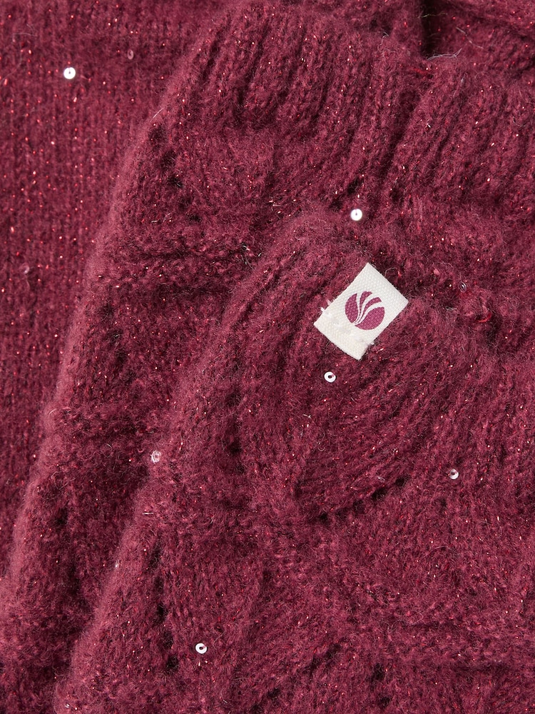 FatFace Burgundy Red Pointelle Sparkle Lounge Socks - Image 2 of 2