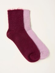 FatFace Burgundy 2 Pairs of Super Soft Socks - Image 1 of 2
