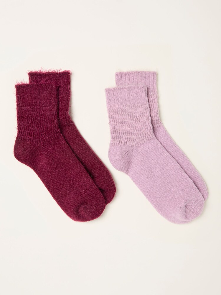 FatFace Burgundy 2 Pairs of Super Soft Socks - Image 2 of 2