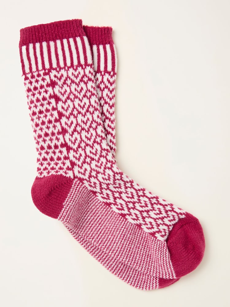 FatFace Red Heart Fairisle Cosy Socks - Image 1 of 2
