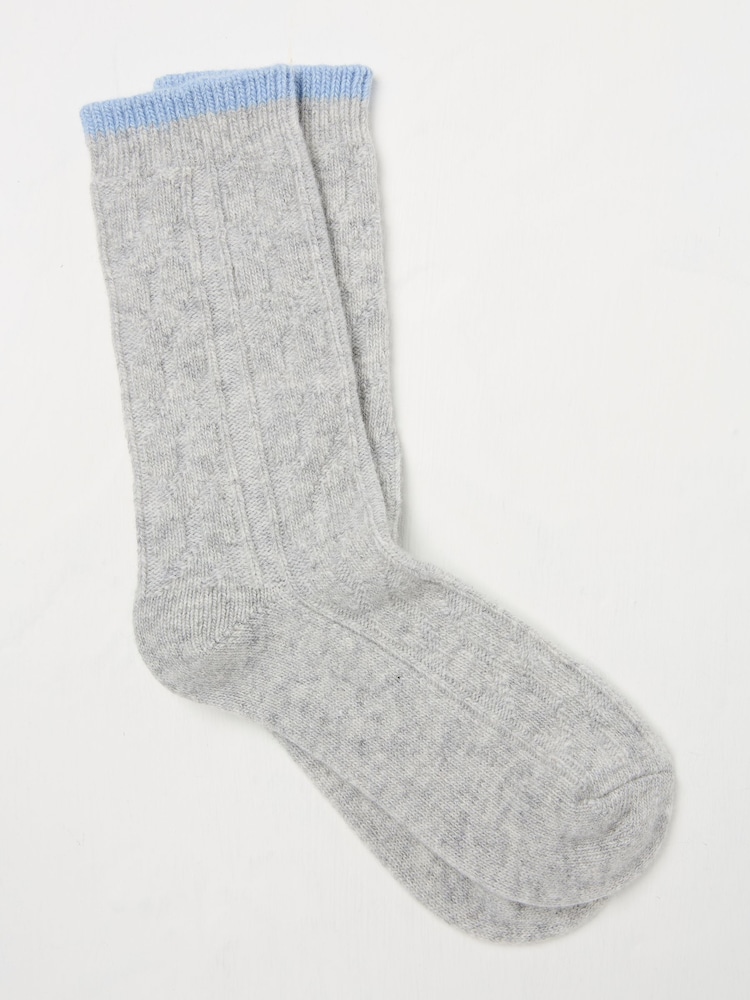 FatFace Grey Cable Cashmere Blend Socks - Image 1 of 2