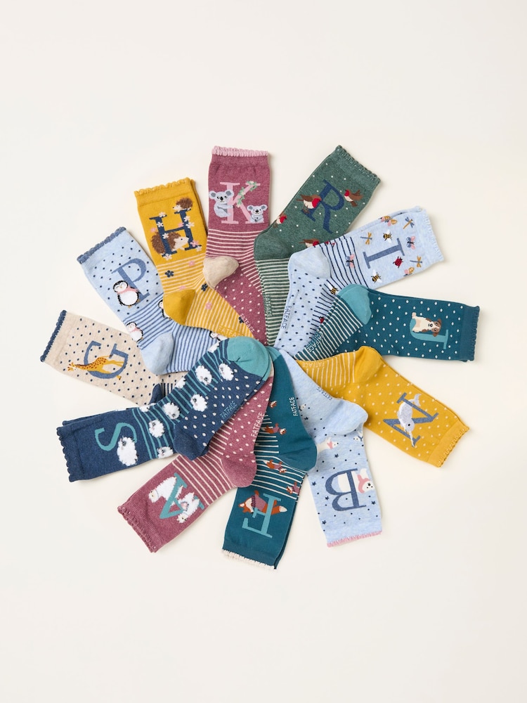 FatFace Multi Colour Alphabet Socks - Image 1 of 2 FatFace Multi Colour Alphabet Socks - Image 1 of 2