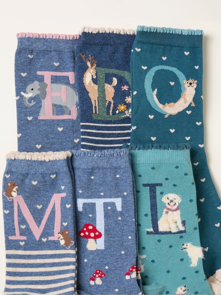 FatFace Multi Colour Alphabet Socks - Image 2 of 2 FatFace Multi Colour Alphabet Socks - Image 2 of 2