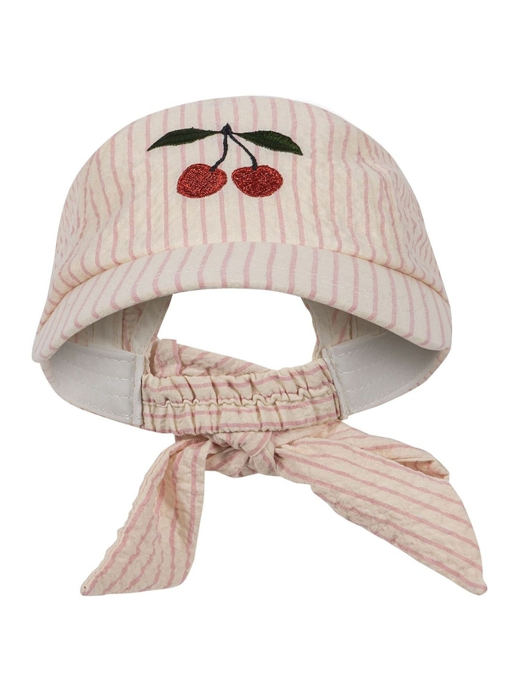Konges Sløjd Pink Ellie Cherry Embroidery Cap With Bow Tie Detail - Image 2 of 2