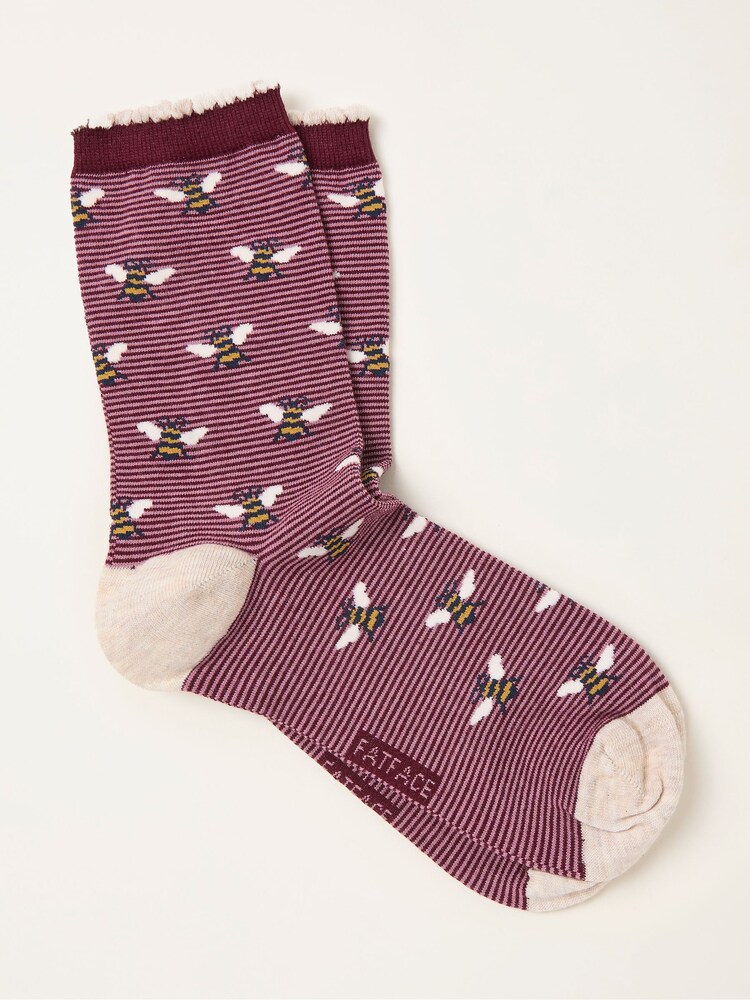FatFace Purple Bee Socks - Image 1 of 2