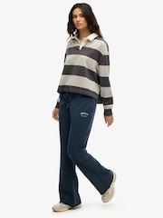 Superdry Blue 100% Cotton Athletic Essentials Low Rise Flare Joggers - Image 1 of 7