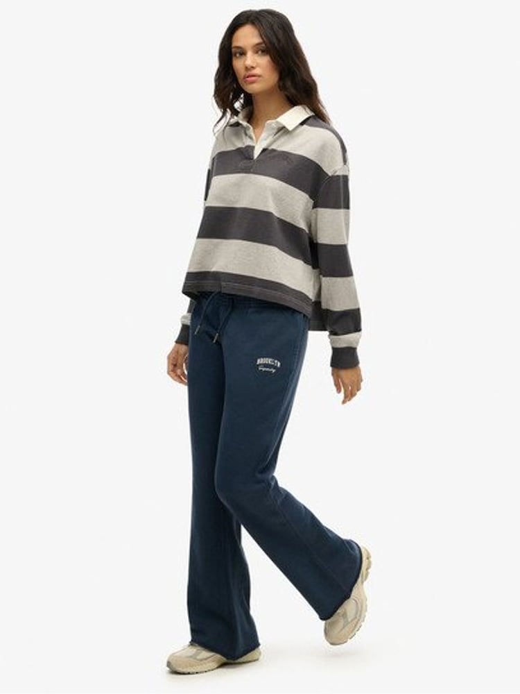 Superdry Blue 100% Cotton Athletic Essentials Low Rise Flare Joggers - Image 1 of 7