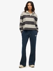 Superdry Blue 100% Cotton Athletic Essentials Low Rise Flare Joggers - Image 3 of 7