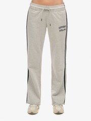 Superdry Grey 100% Cotton Athletic Essentials Stripe Flare Joggers - Image 4 of 5