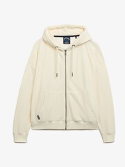 Superdry White Velour Zip Hoodie - Image 4 of 5