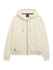 Superdry White Velour Zip Hoodie - Image 5 of 5