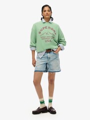 Superdry Green 100% Cotton Lo-Fi Outdoor Mono Loose Crew Sweatshirt - Image 3 of 4