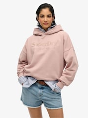 Superdry Pink Relaxed 100%  Cotton Venue Metallic Hoodie - Image 1 of 5