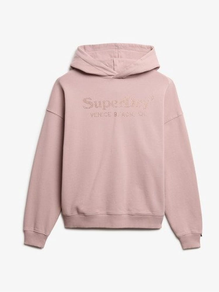 Superdry Pink Relaxed 100%  Cotton Venue Metallic Hoodie - Image 5 of 5