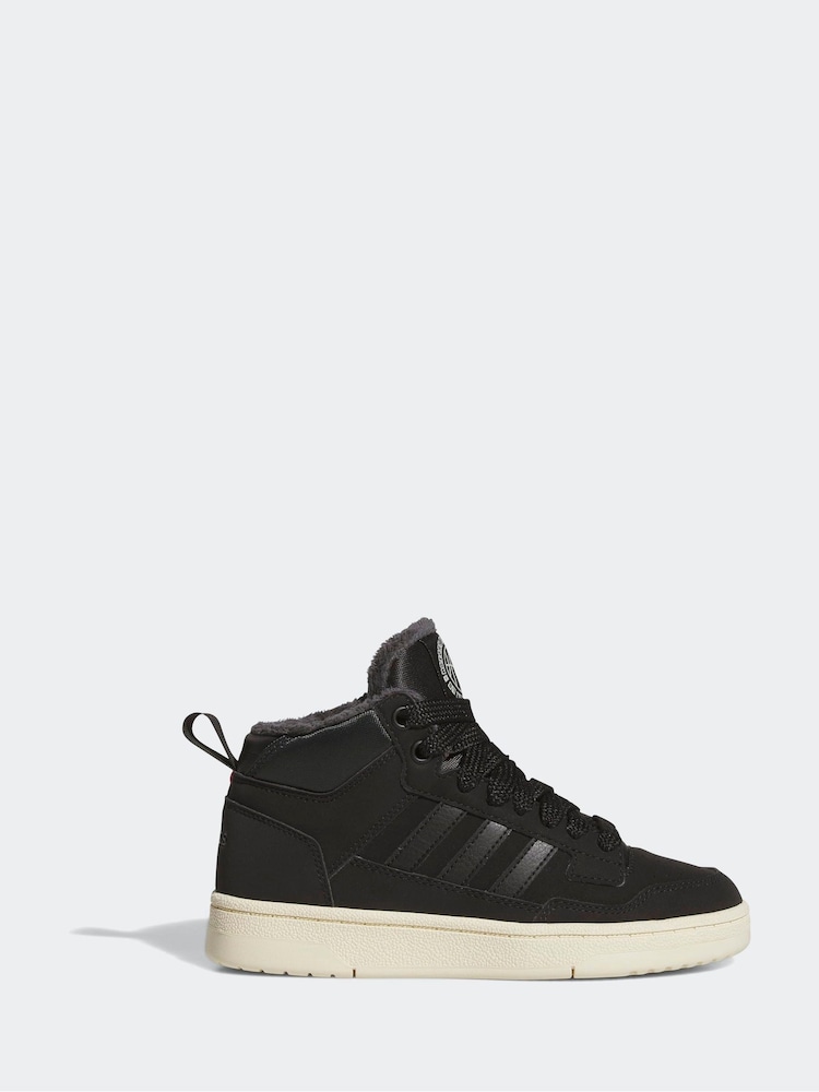 adidas Black Rapid Court Mid Lace Winterized Junior Trainers - Image 1 of 9