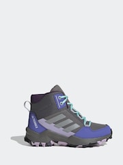 adidas Grey/Blue/Purple Terrex Ax4r Mid Hiking Kids Boots - Image 1 of 8